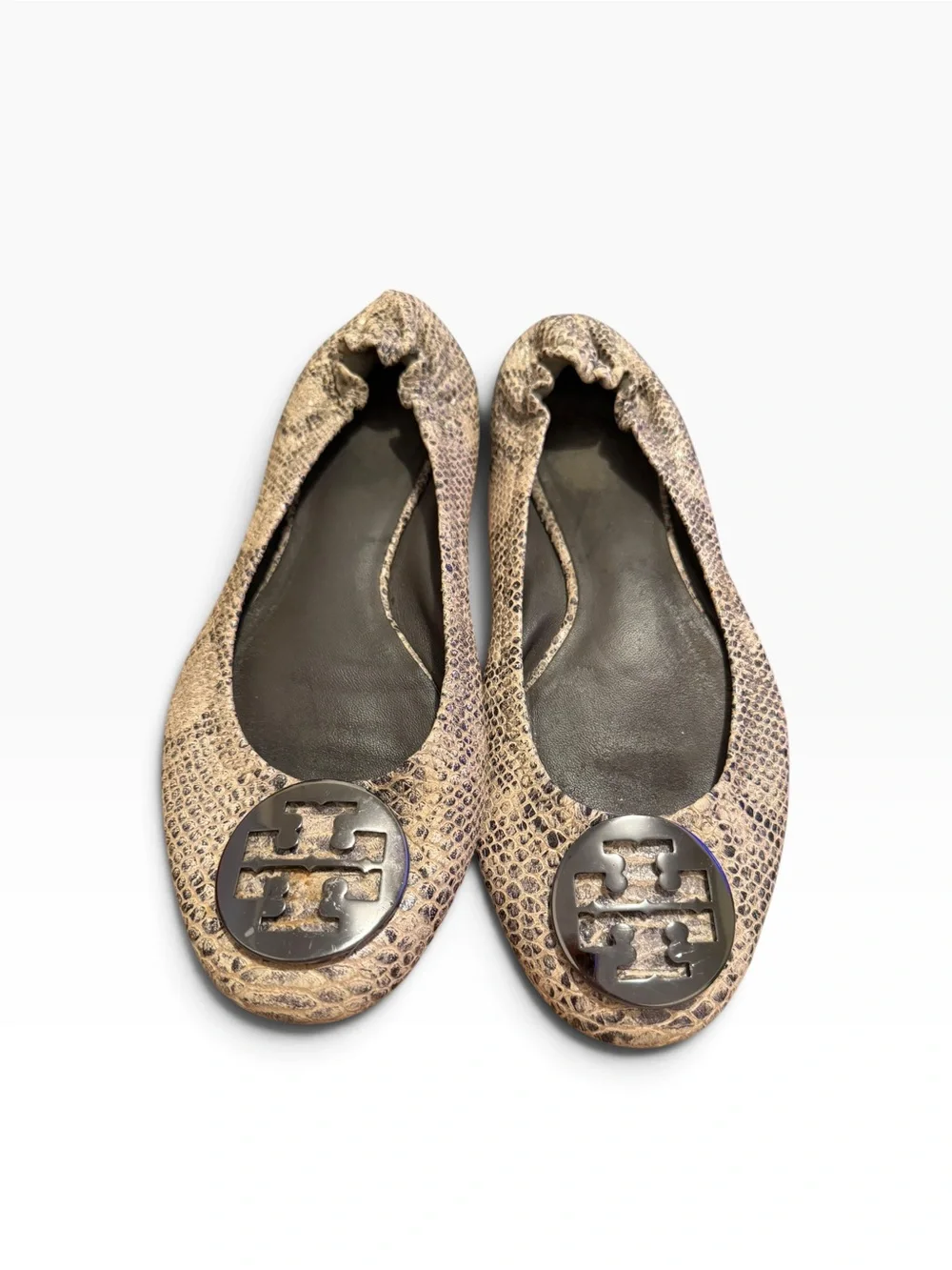 Tory Burch Reva Snakeskin Leather Ballet Flats size 10.5